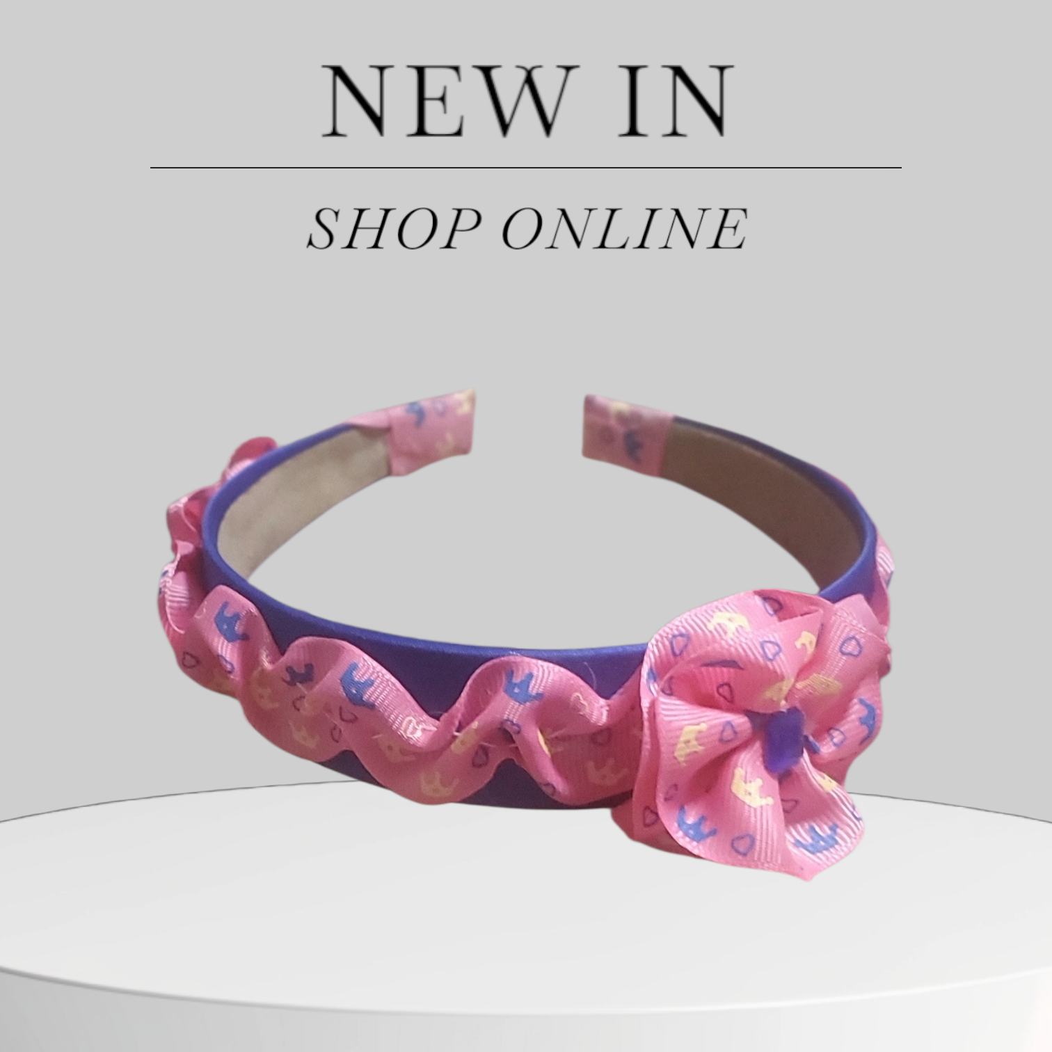 Royal Blue Satin and Dark Pink Scrunchy Headband with Bow!