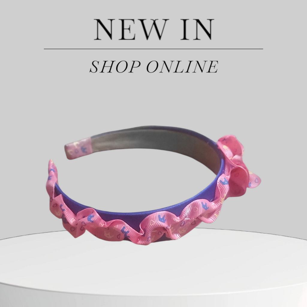 Royal Blue Satin and Dark Pink Scrunchy Headband with Bow!