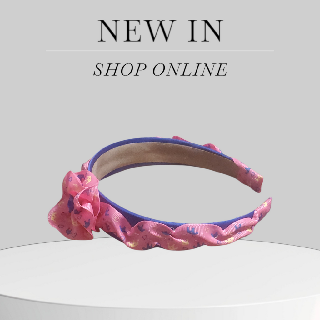 Royal Blue Satin and Dark Pink Scrunchy Headband with Bow!