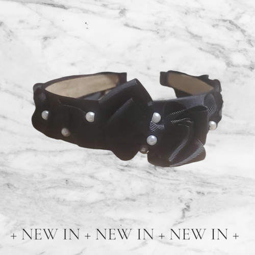 Classy black satin scrunchy headband!