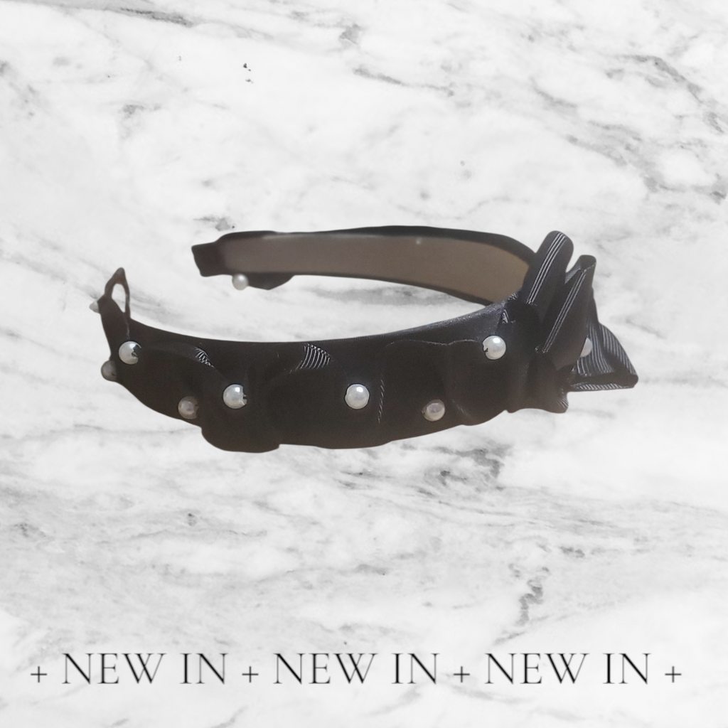 Classy black satin scrunchy headband!