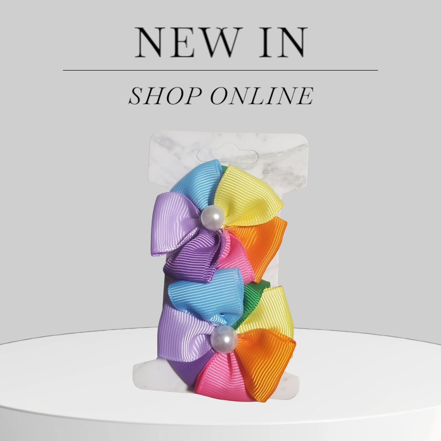 Rainbow Hair Bow with Pearl Accent