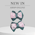 Hunter Green Hair Bow with Pink & Floral Accent Ribbon