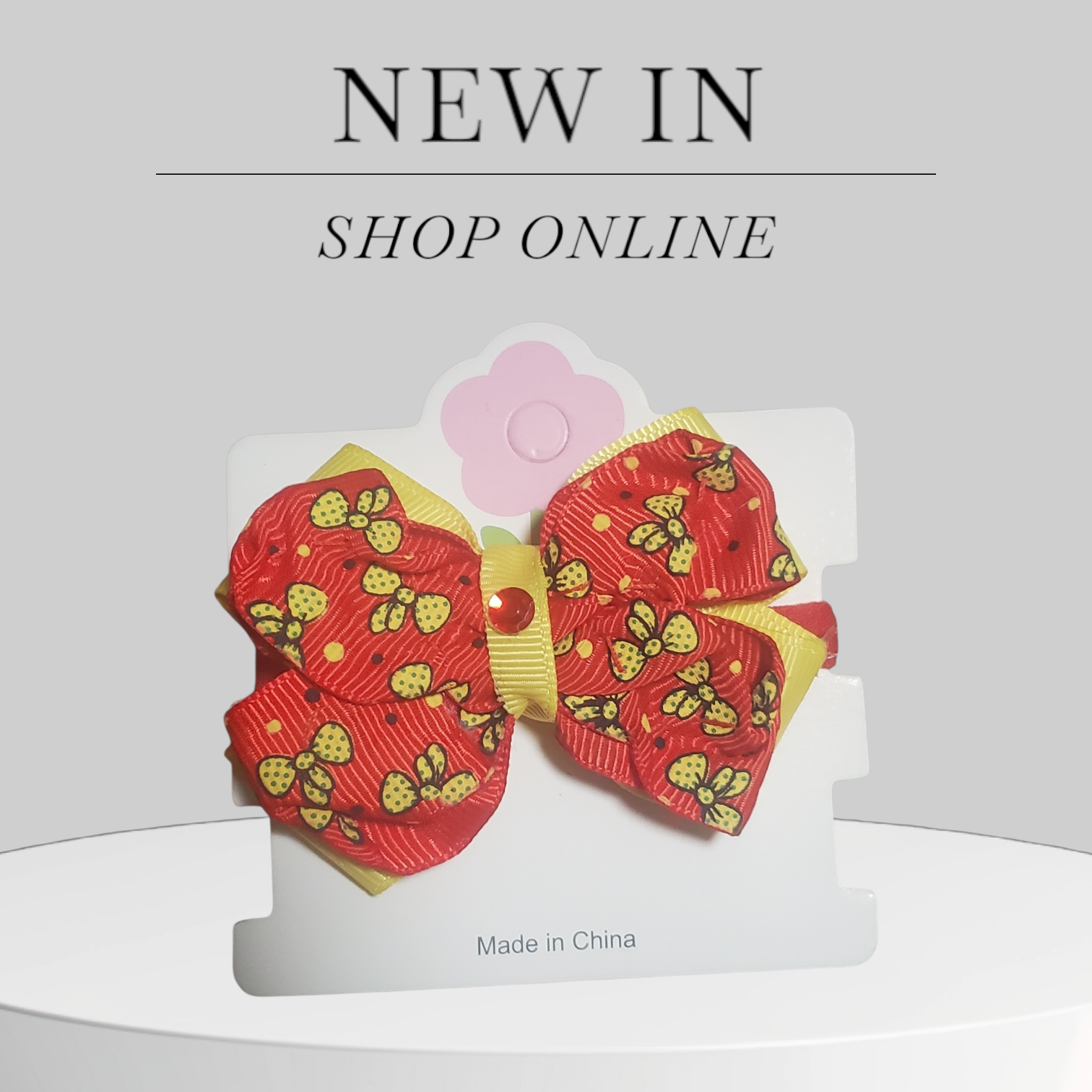 Bold Double‑Layer Yellow and Red Hair Bow Red Bedazzled Center