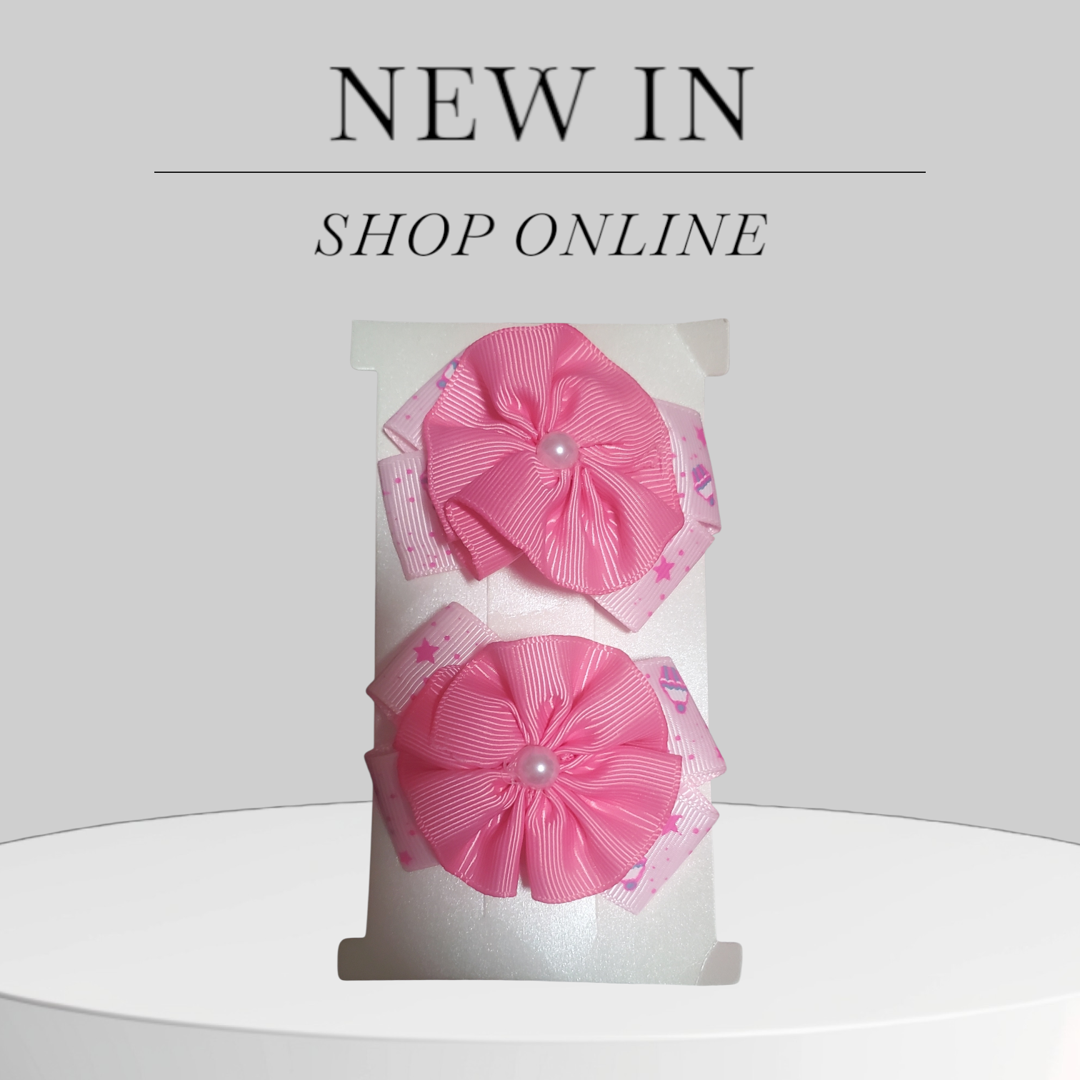 Two‑Tone Pink Hair Bows with Pearl Center