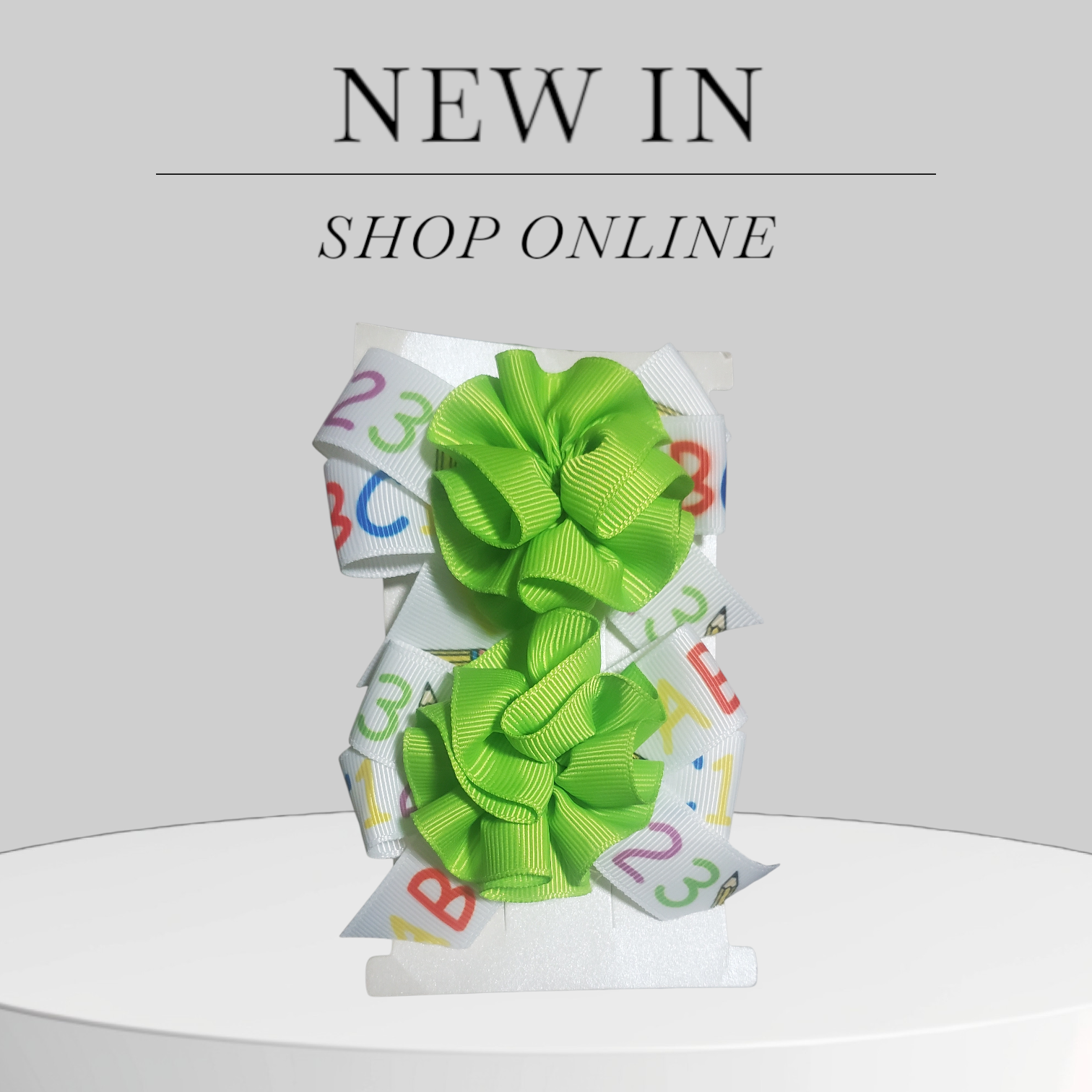 Alphabet White & Green Pop Bows!